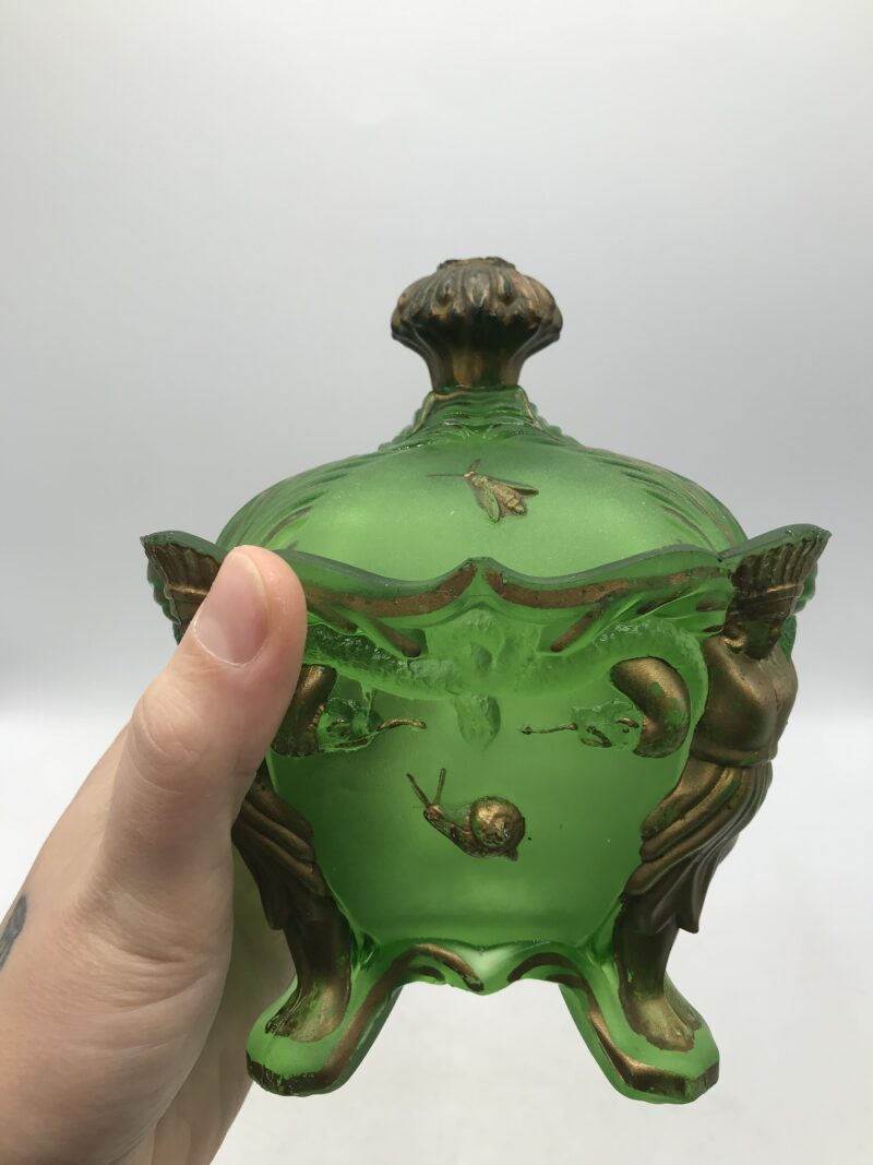 Bonbonnière décors dorés en verre art nouveau – Image 7