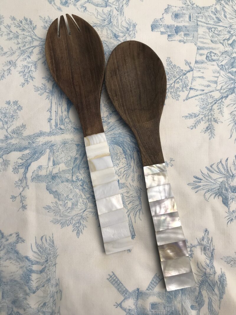 Couverts à salade bois et nacre