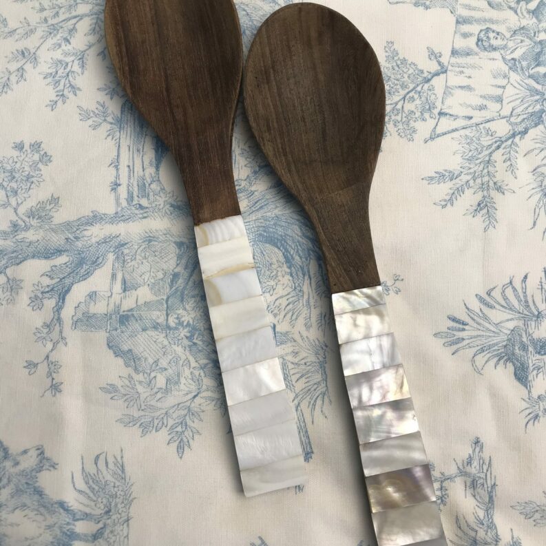 Couverts à salade bois et nacre