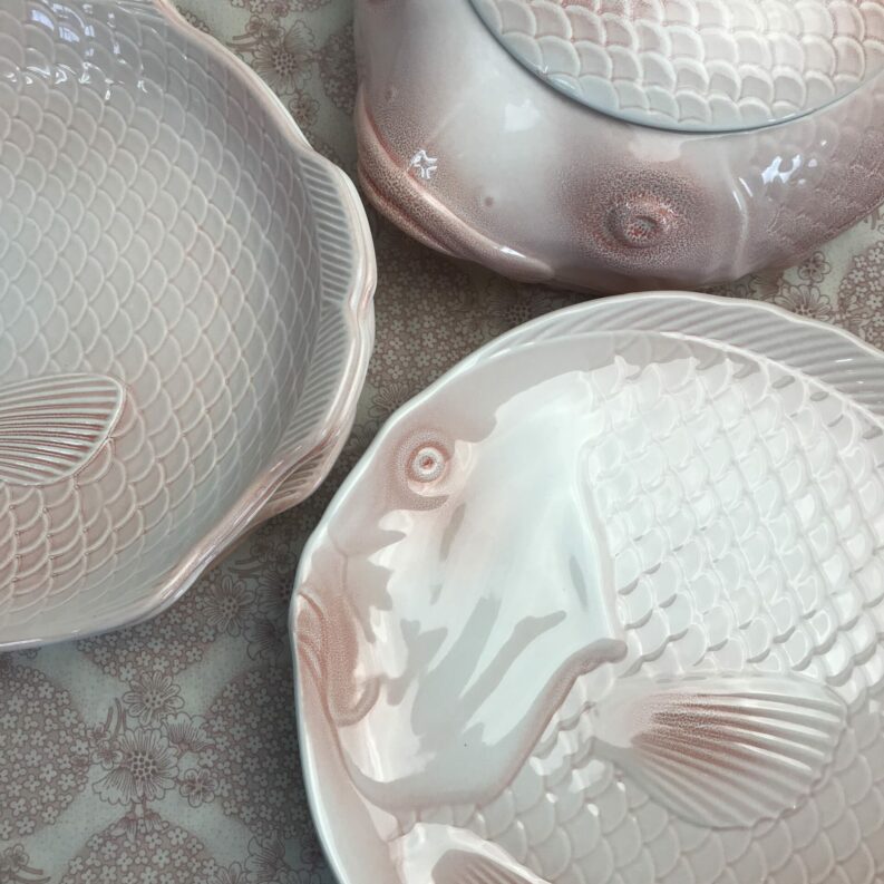 Service à poisson Gien rose pastel