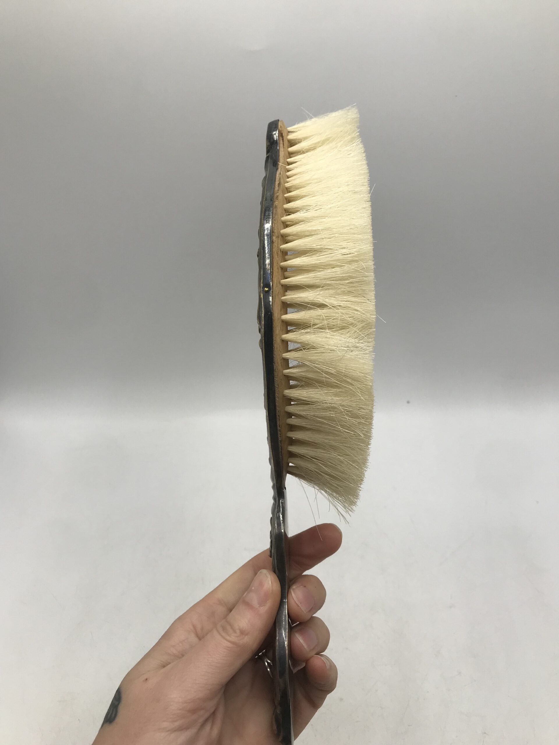 Ensemble pelle et brosse ramasse miettes en métal argenté ancien