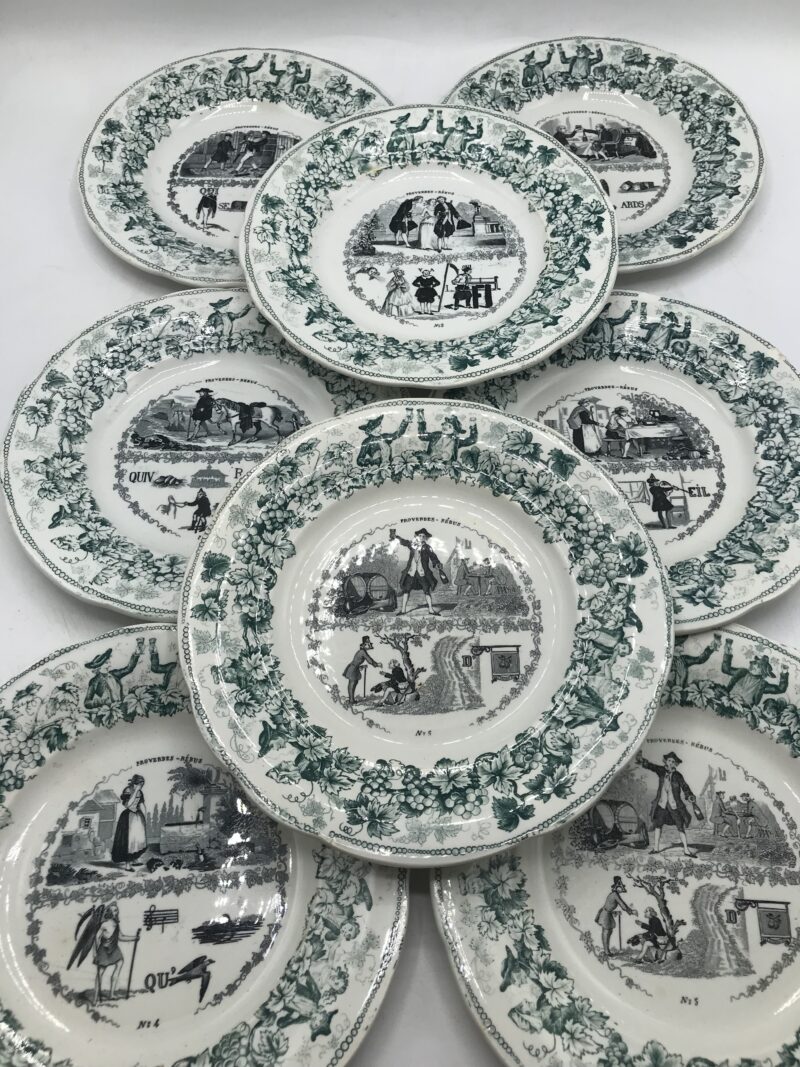 Lot de 8 assiettes Proverbes Montereau – Image 2