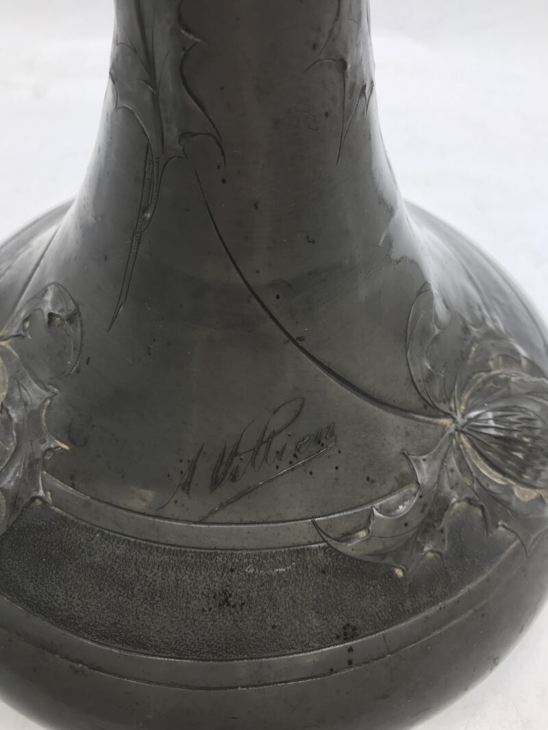 Duo de vase étain Art nouveau – Image 6