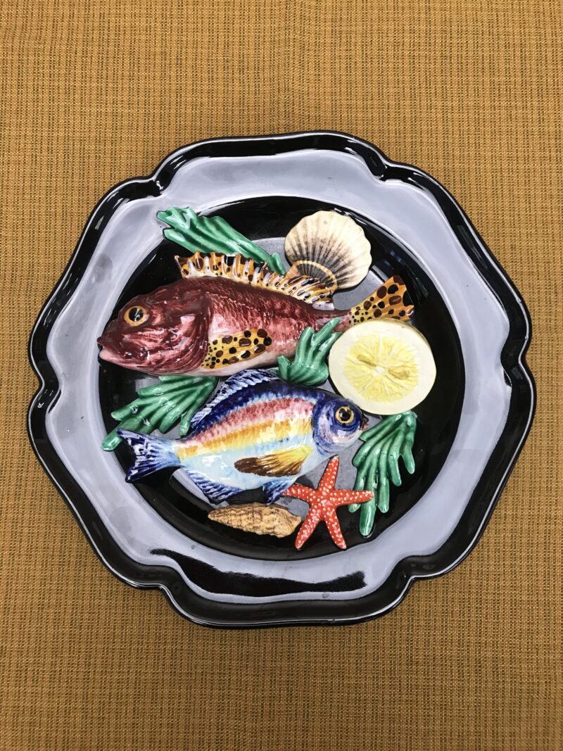 assiette décorative poissons vintage