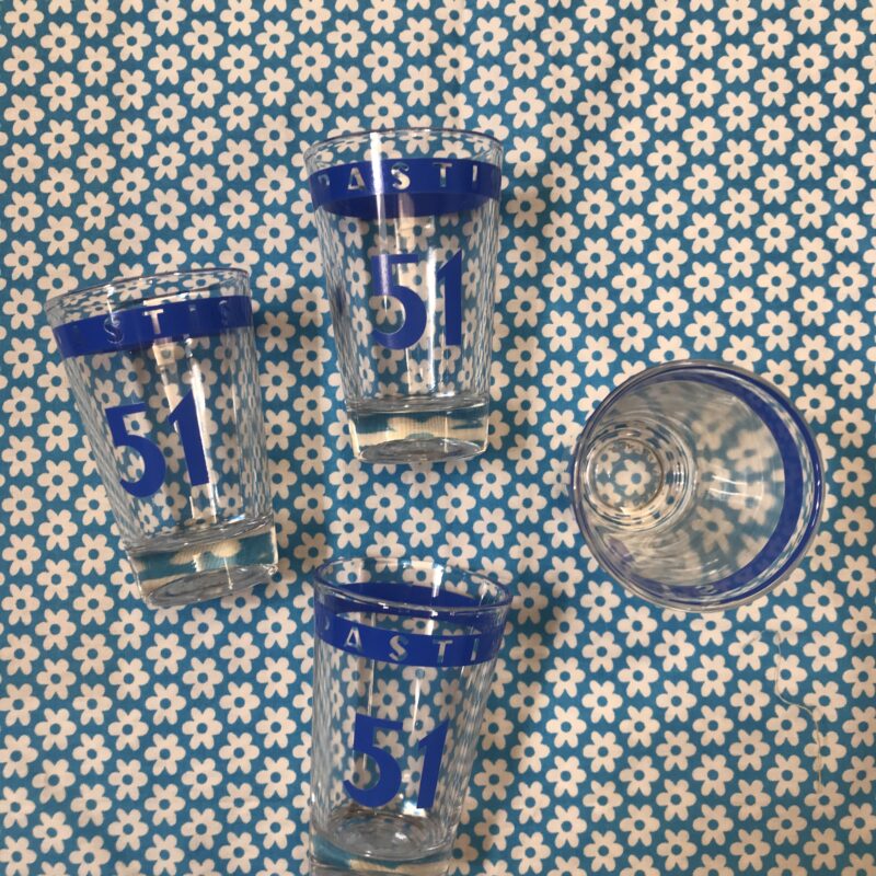 lot de 4 verres vintage bleu pastis 51