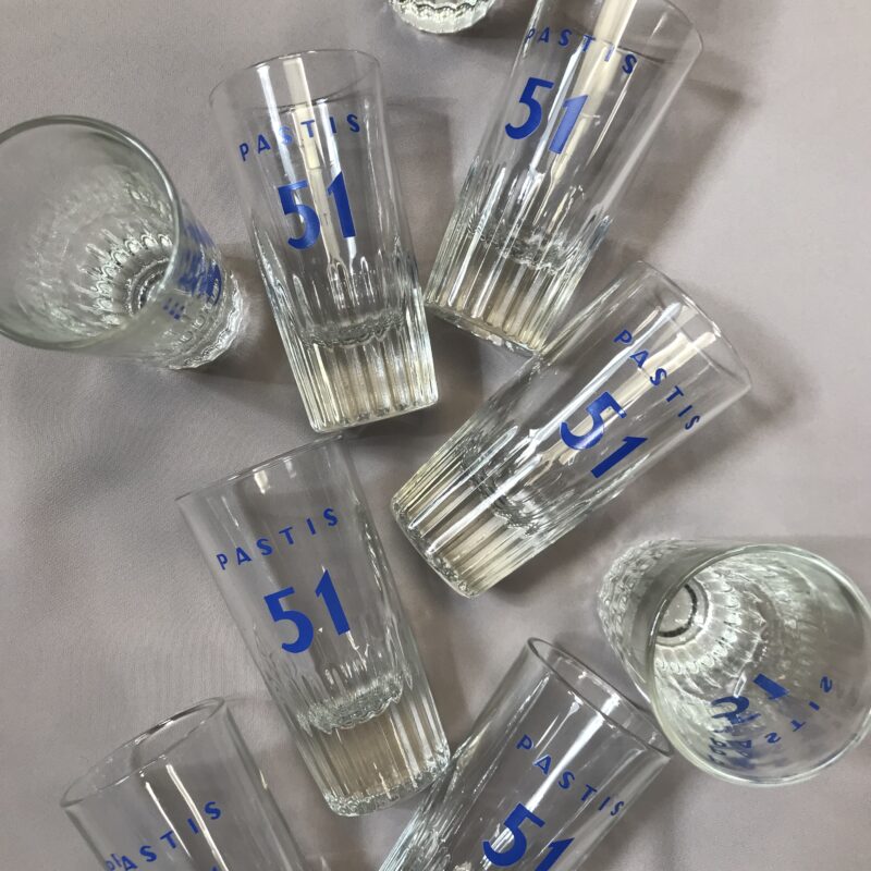 lot de 9 verres pastis anisette 51 vintage