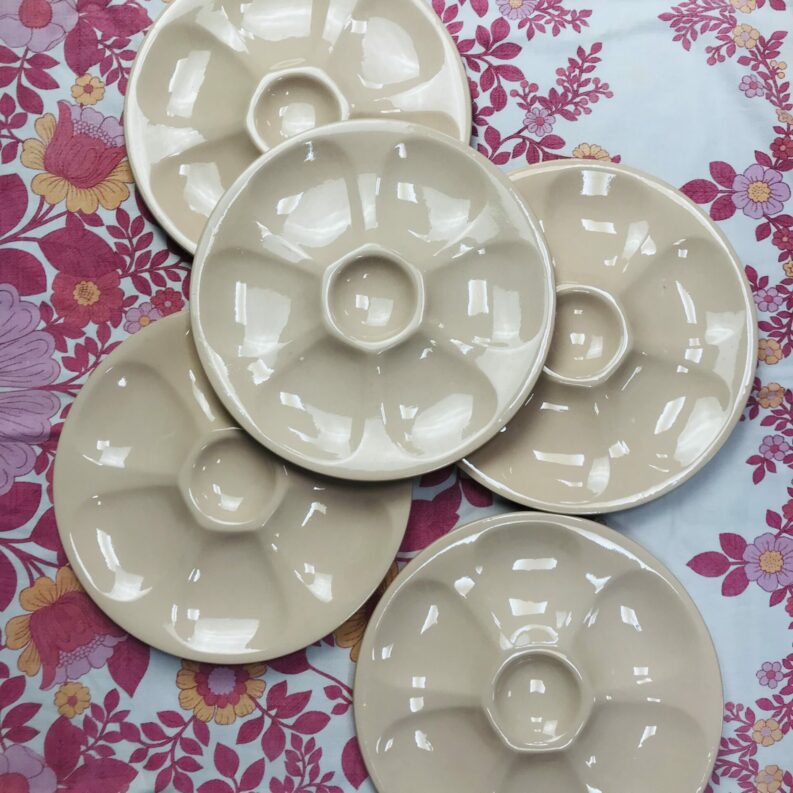 Lot de 5 assiettes à huitres Sarreguemines