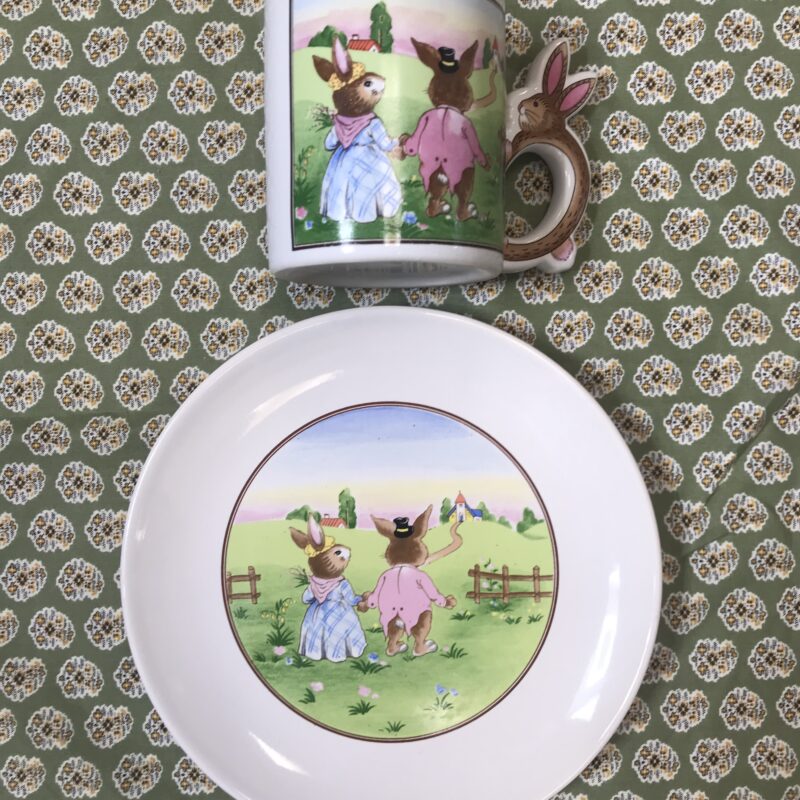 mug et assiette lapin vintage