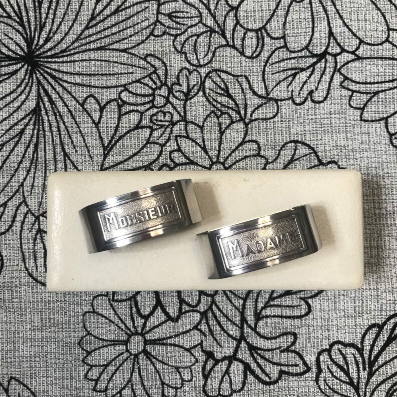 ronds de serviette métal argenté vintage