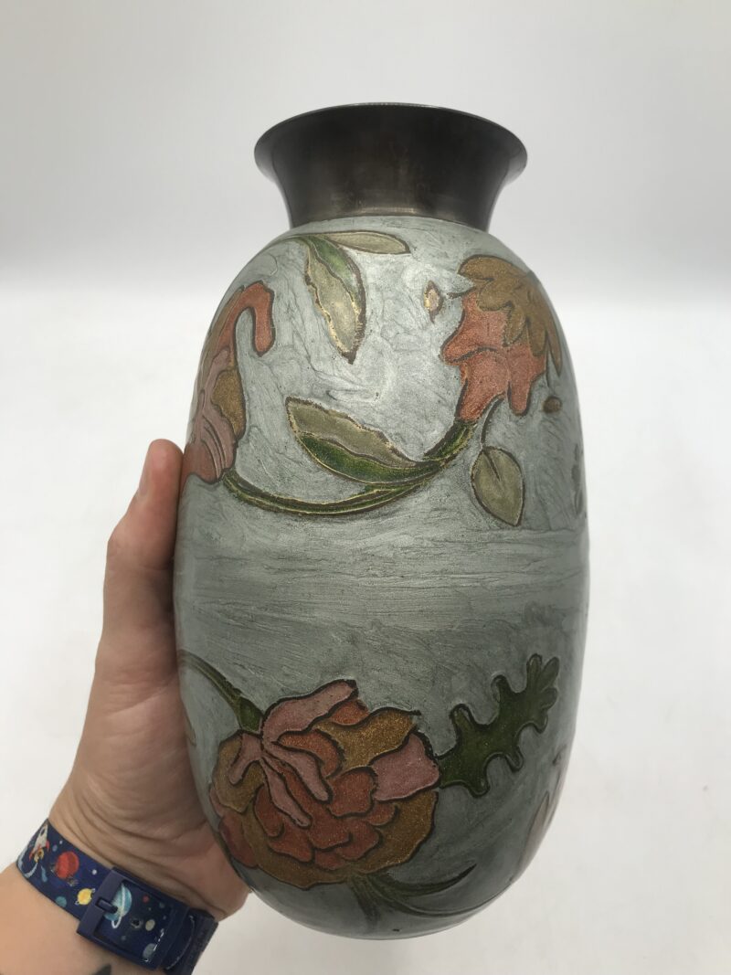 Vase en laiton émaillé japonais – Image 6
