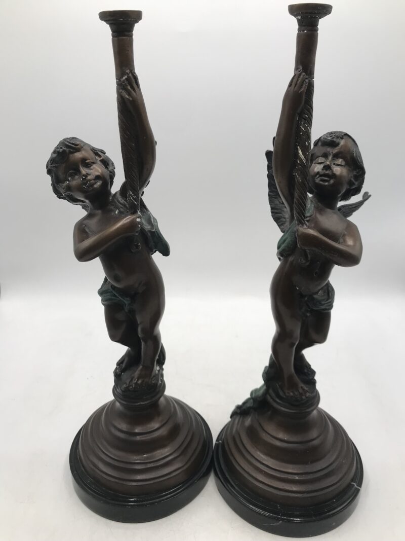 Duo de statue angelot bronze – Image 5
