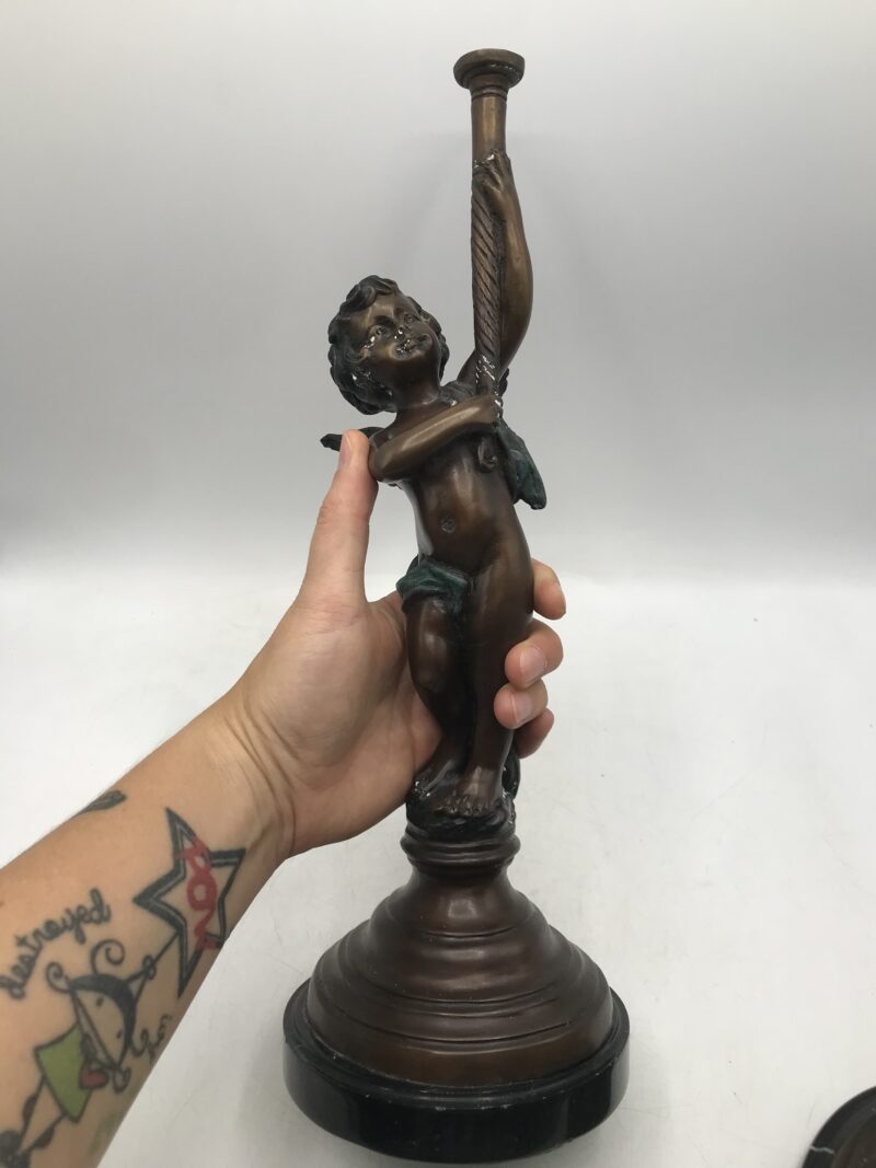 Duo de statue angelot bronze – Image 8