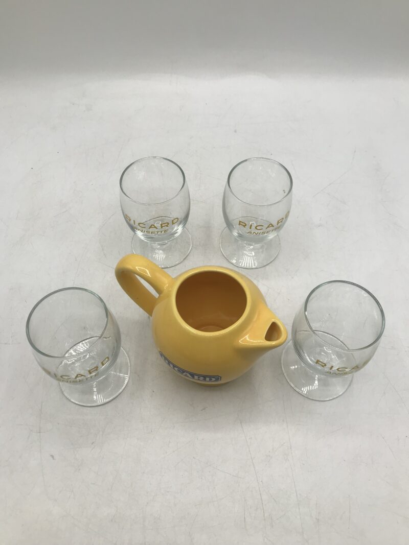 Lot broc et 4 verres Ricard anisette – Image 4