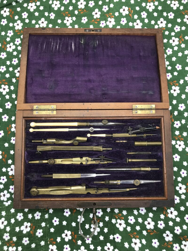 Joli coffret anciens compas laiton – Image 3