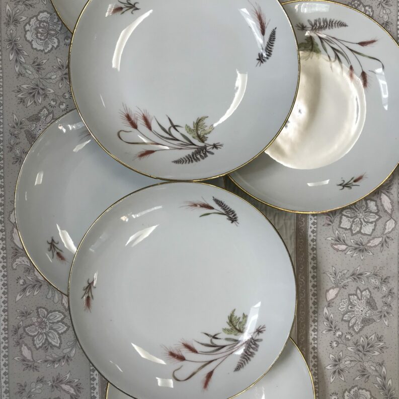Lot de 6 assiettes Limoges "Epi de blé"
