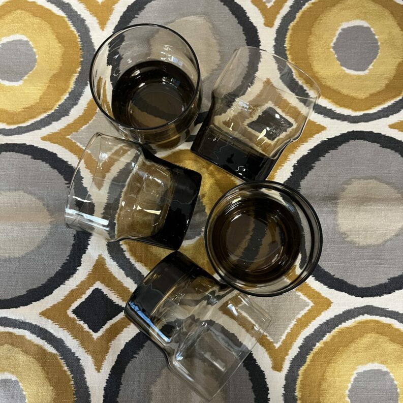 Lot de 5 verres fumés vintage MOBIL