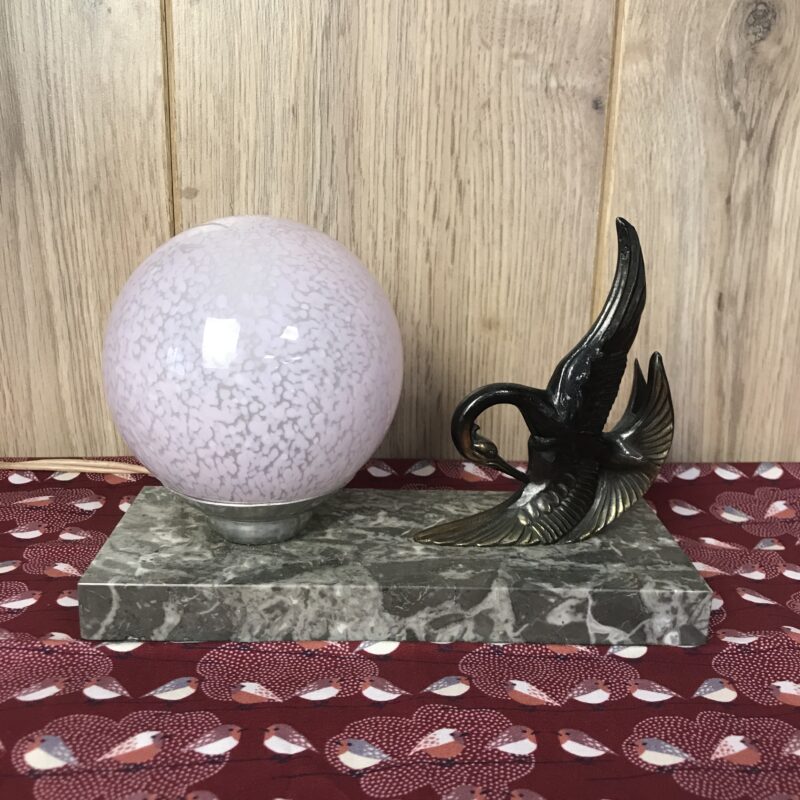 lampe de bureau marbre verre soufflé ancienne