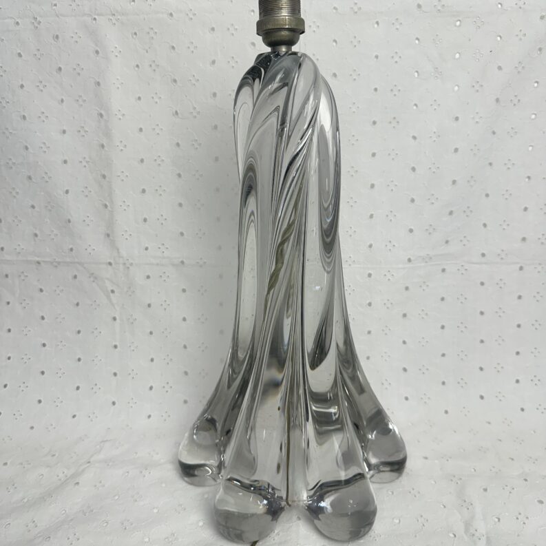 Pied de lampe en cristal torsadé vintage