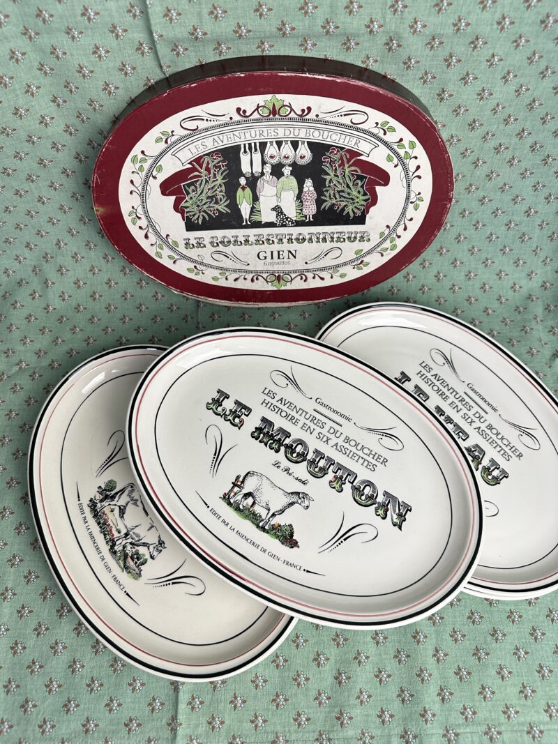 Lot de 6 assiettes Gien Les Aventures du Boucher