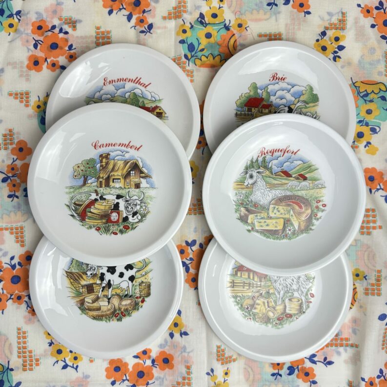 Ensemble de 6 assiettes à fromage vintage