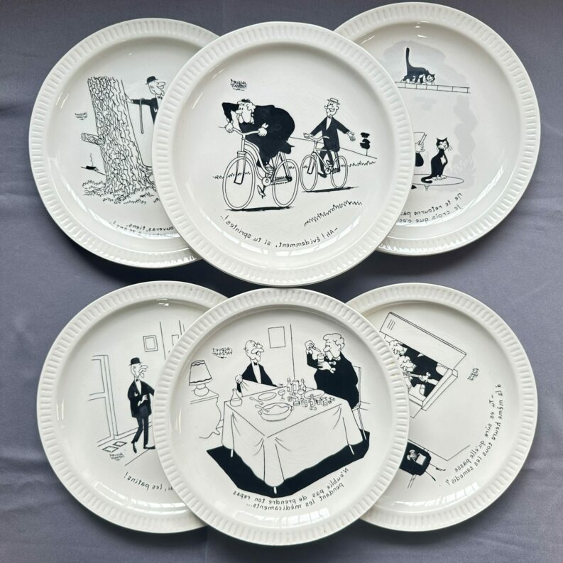 6 assiettes parlantes faïencerie de St Amand Jacques Faizant