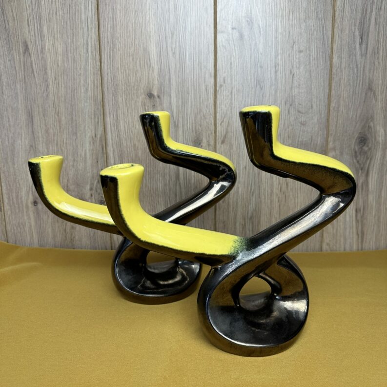 paire de bougeoirs Ceramidi vintage art déco 1950