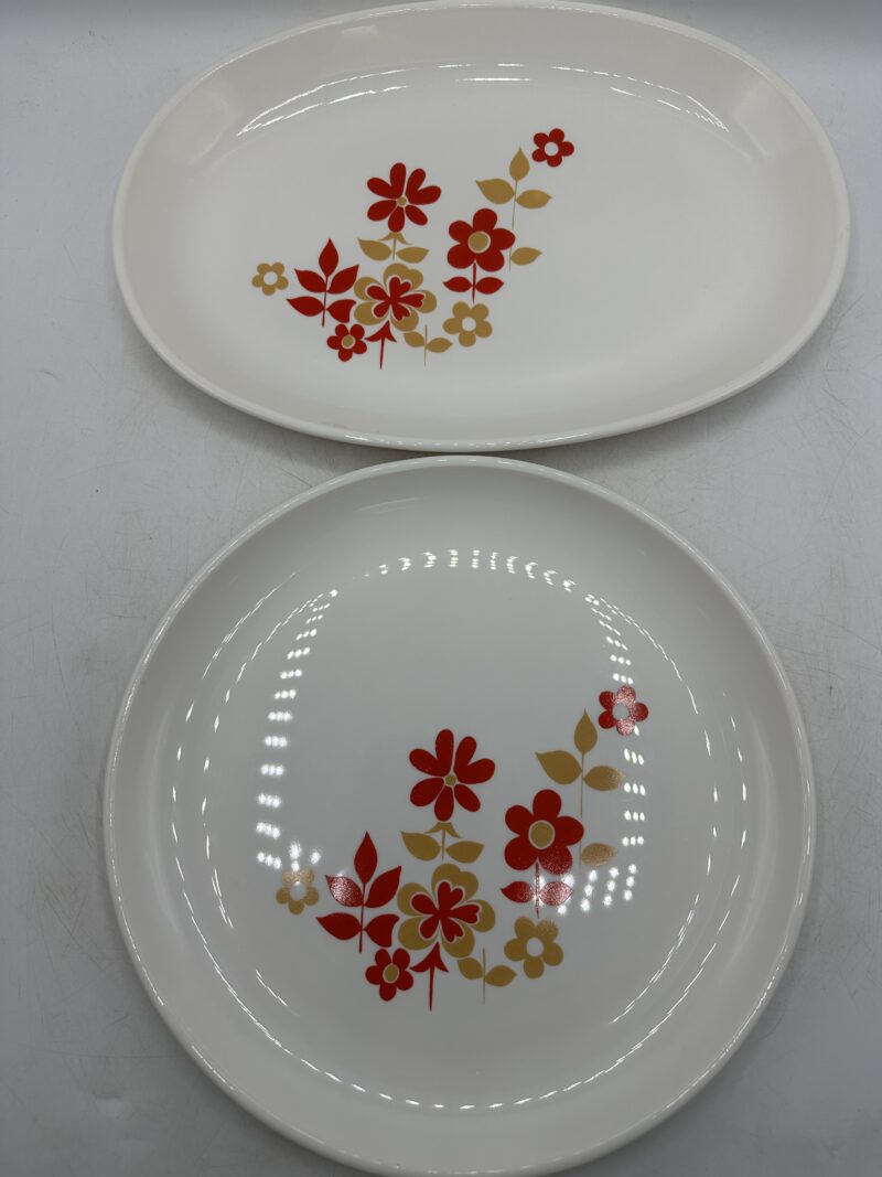 Ensemble 2 plats Sovirel France fleuri années 70 – Image 9