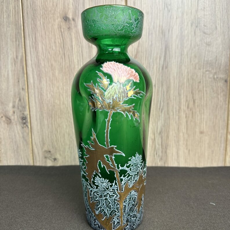 Vase Burgos Legras émaillé chardons