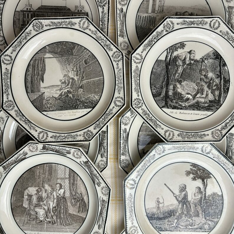 Lot de 10 assiettes Montereau Robinson anciennes