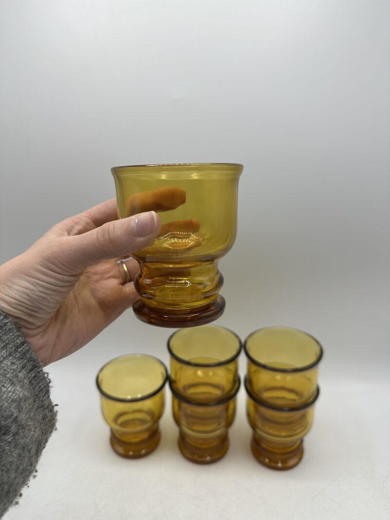 Lot de 6 verres ambré vintage Pernod – Image 7