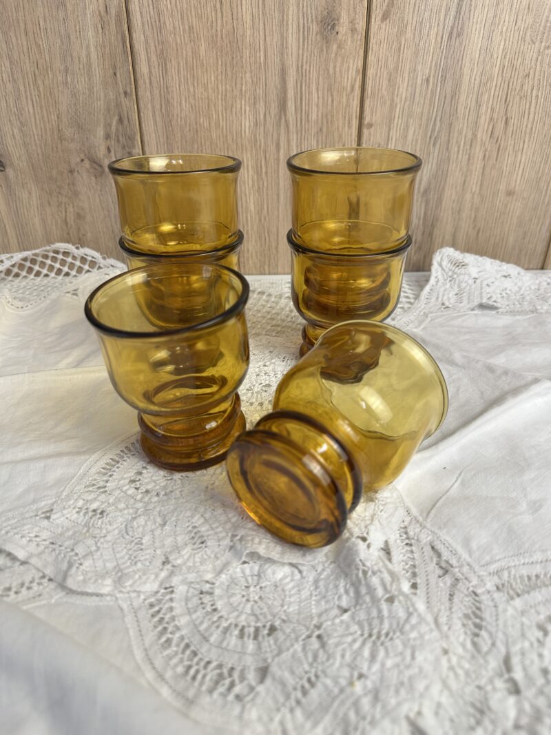 Lot de 6 verres ambré vintage Pernod