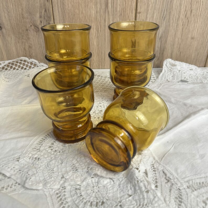 Lot de 6 verres ambré vintage Pernod