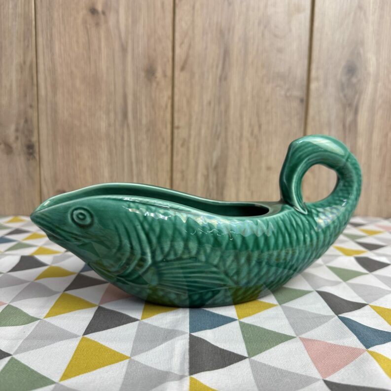 Saucière Sarreguemines poisson vert en céramique