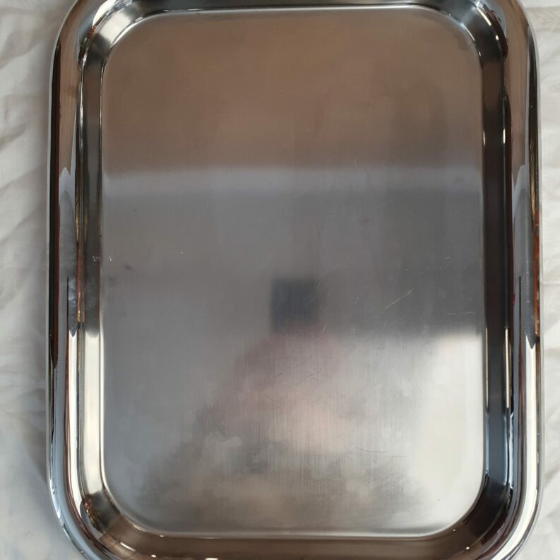 Plateau en inox Alessi années 1980-1990 vintage