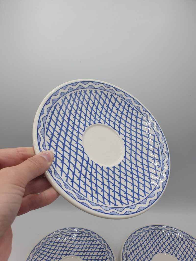 3 assiettes à dessert soucoupes Gien décor Aurélie Blue – Image 7
