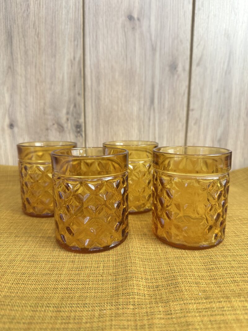 Lot de 4 verres vintage Pernod ambrés