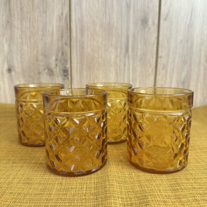 Lot de 4 verres vintage Pernod ambrés