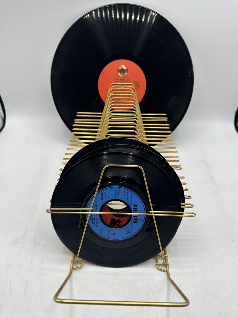 Porte vinyles disques cd vintage doré – Image 9