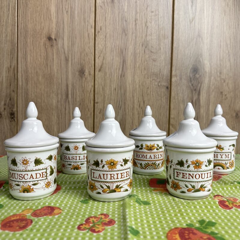 Ensemble 6 pots à épices Décor Moustiers GF