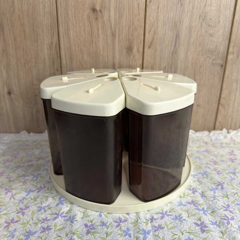 Serviteur carrousel vintage 6 pots sur plateau tournant