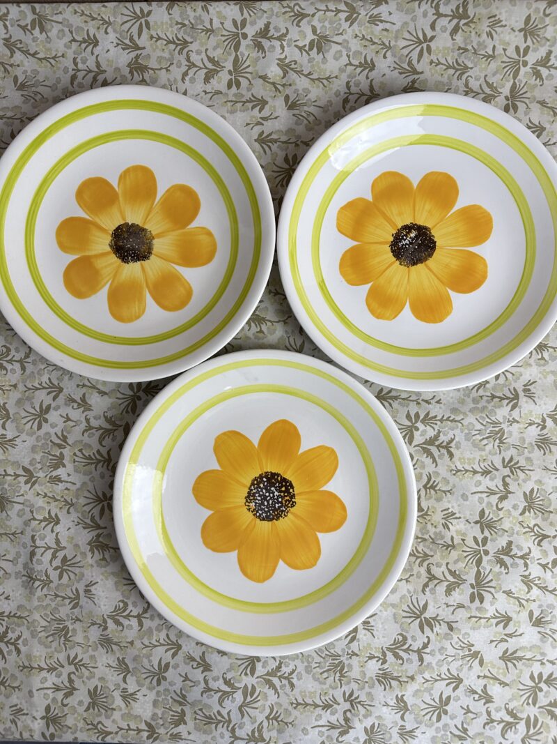 3 assiettes plates Gien Alba Tournesol