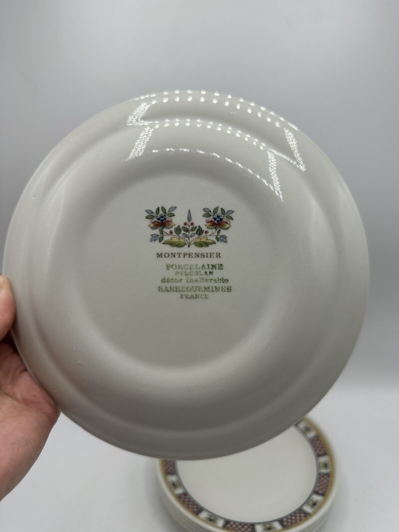 5 assiettes Montpensier Sarreguemines porcelaine pyroblan – Image 8