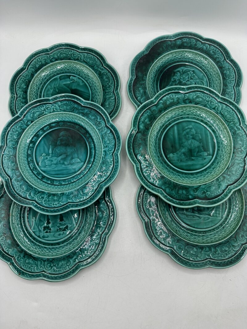 6 assiettes en faïence émaux ombrant de Rubelles XIXe siècle – Image 2