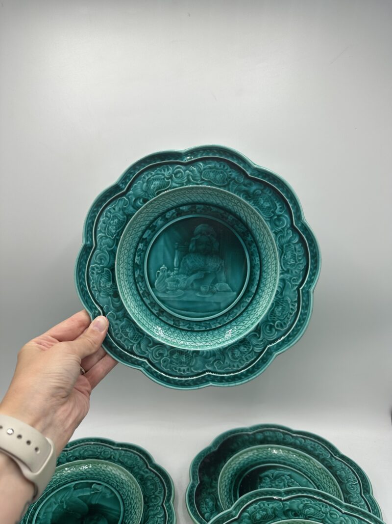 6 assiettes en faïence émaux ombrant de Rubelles XIXe siècle – Image 3