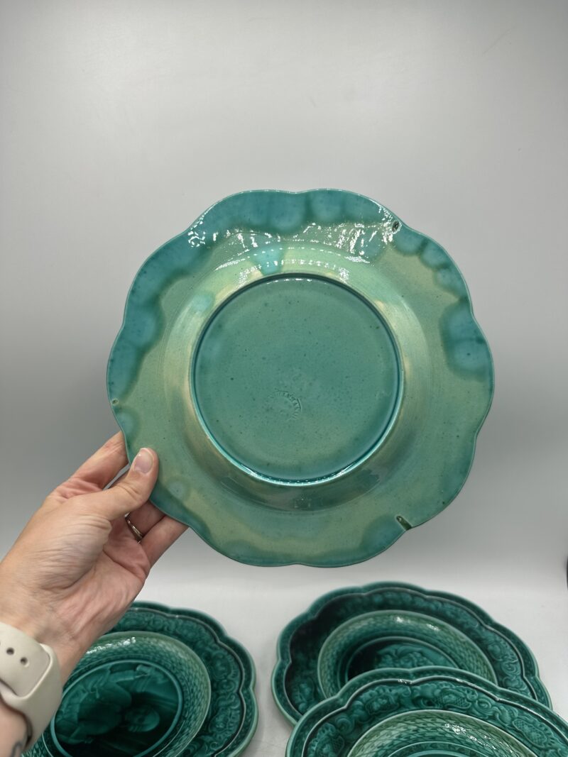 6 assiettes en faïence émaux ombrant de Rubelles XIXe siècle – Image 4
