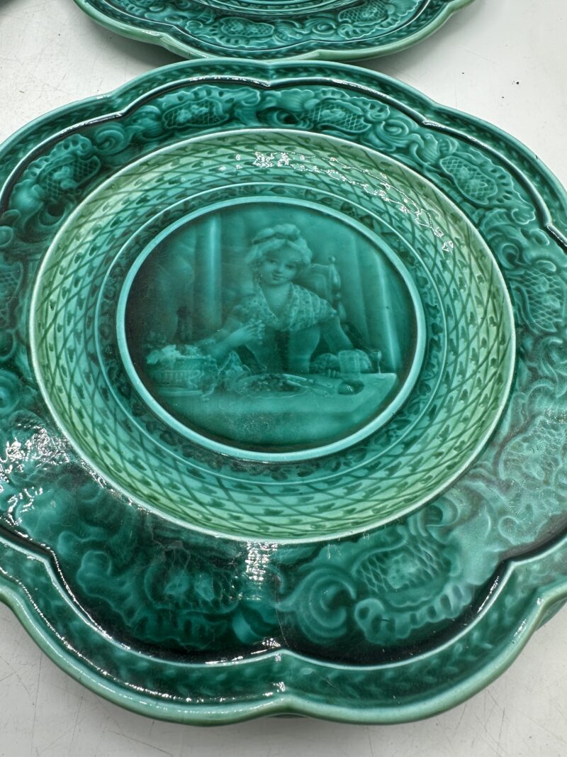 6 assiettes en faïence émaux ombrant de Rubelles XIXe siècle – Image 5