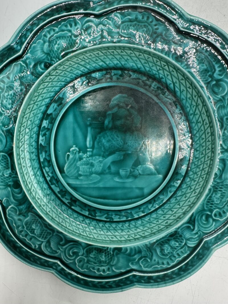 6 assiettes en faïence émaux ombrant de Rubelles XIXe siècle – Image 9