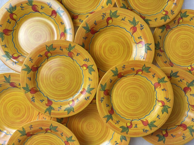 Lot de 11 assiettes Arcopal orange légumes