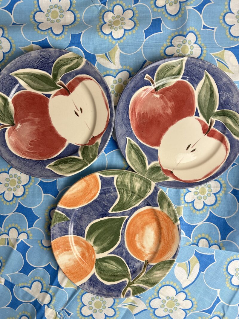 Trio d'assiettes Clayton motifs pommes et oranges