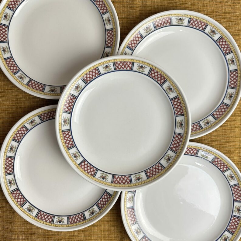 5 assiettes Montpensier Sarreguemines porcelaine pyroblan